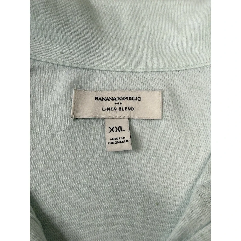 Banana Republic Linen Blend Polo Shirt Light Blue Dew Drop Men's XXL